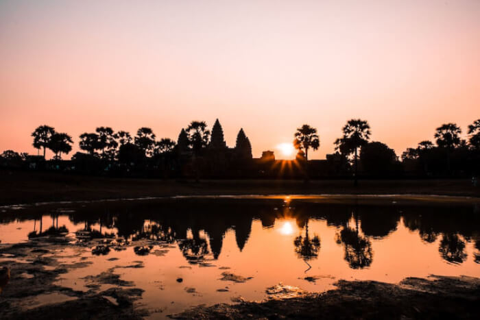 カンボジア　夕日